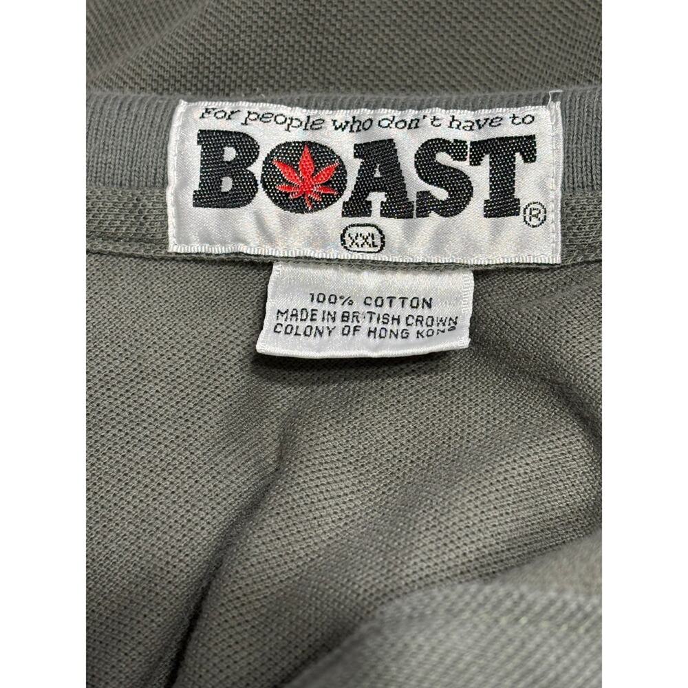 Boast USA Vintage Gray Polo Cotton XXL Pot Leaf Logo Golf Pickleball - Picture 3 of 4